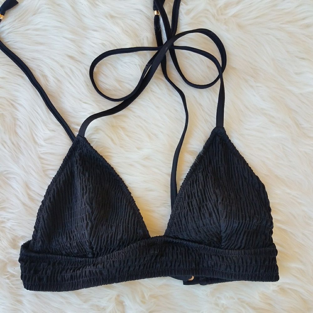 Victoria's Secret Black Textured Triangle One-Piece Swim
